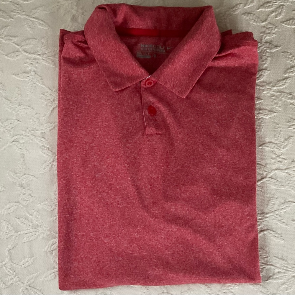 NIKE GOLF Tour Performance Dri-fit Red Polo Shirt.  White accent sides XL.